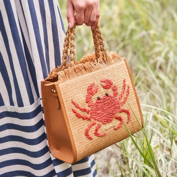 Spartina 449 woven straw satchel Hamilton crab - Picture 4 of 14